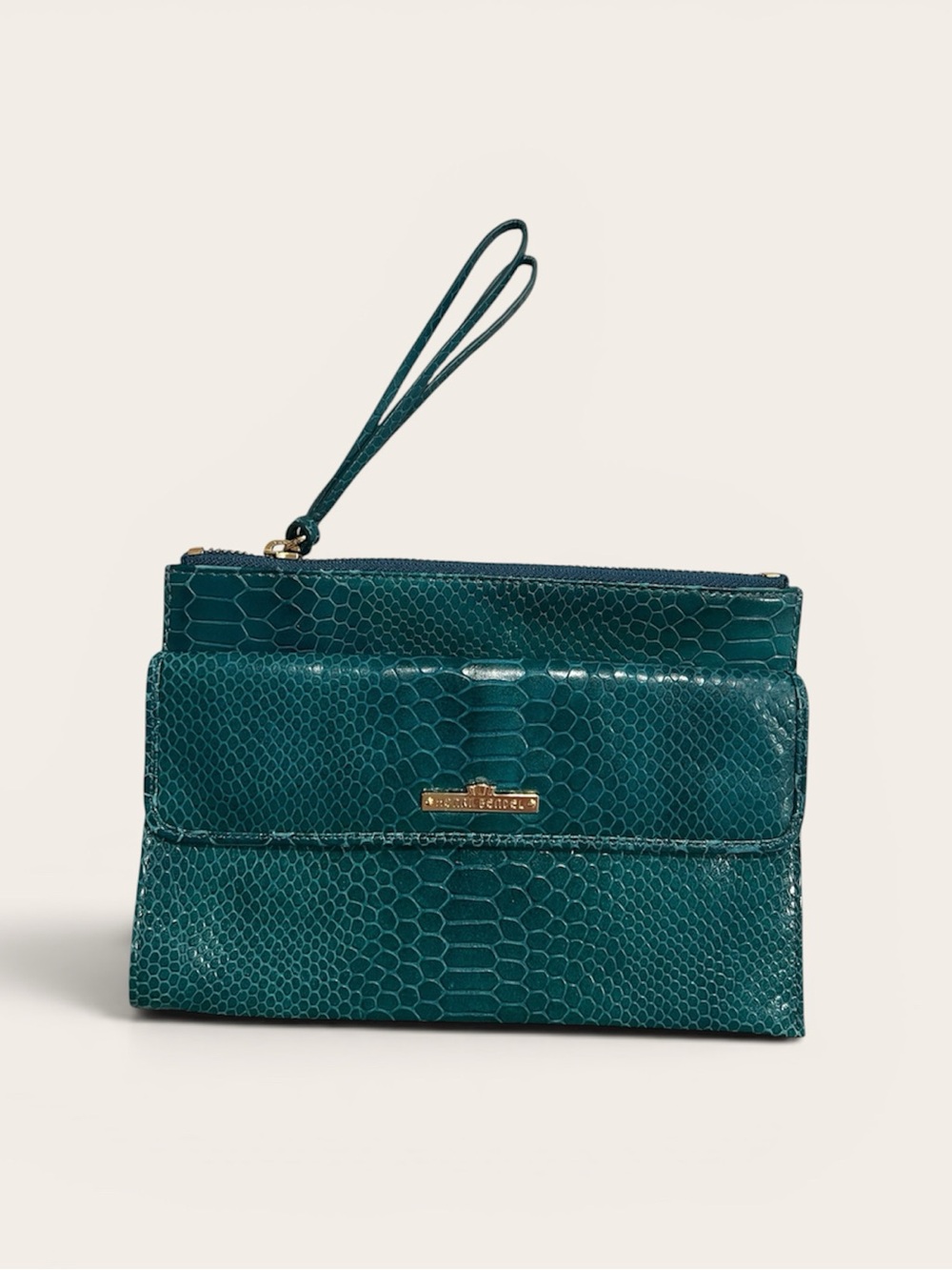 Henri Bendel Snake-Embossed Leather Wristlet Clutch